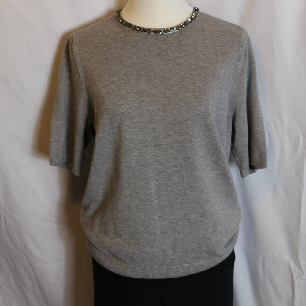 White House Black Market Top with Jeweled Neckline Women's Large